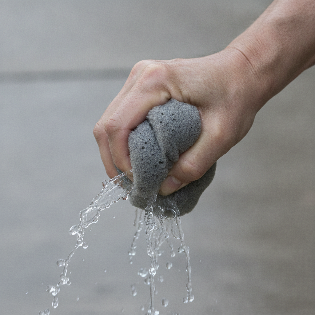 the friction of the sponge